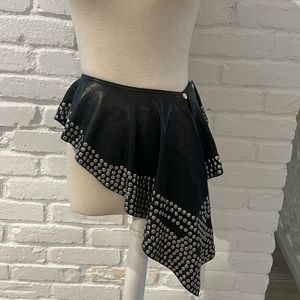 AZZEDINE ALAIA LEATHER SILVER STUDDED RUFFLE AMAZING ADDITION TO PANTS OR SKIRTS